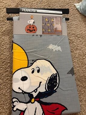 Peanuts Snoopy Vampire Shower Curtain - Gray, Yellow, White, Black, Red